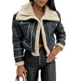 thumbnail image 1 of xiaxaixu Women Winter Jacket, Long Sleeve Zipper Closure Patchwork Warm Outwear with Pockets, 1 of 5