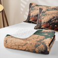 thumbnail image 4 of Castle Fairy Vintage Steam Train Quilt Full,Town Cloudscape Full Bedspread Sets for Themed Bedroom,Red Black, 4 of 7