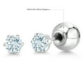 thumbnail image 6 of Gem Stone King Platinum Sky Blue Aquamarine Stud Earrings for Women Men (0.50 Cttw, Gemstone March Birthstone, Round 4MM), 6 of 6