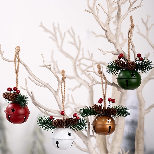 Colgante de Campanas Navideñas de Hierro, Colorido, Pequeñas Campanas, Colgante para Árbol de Navidad, Colgante de Campanilla de Viento, Regalo de Navidad | Hierro y Plástico | Dorado | 15 X 10 X 5 C