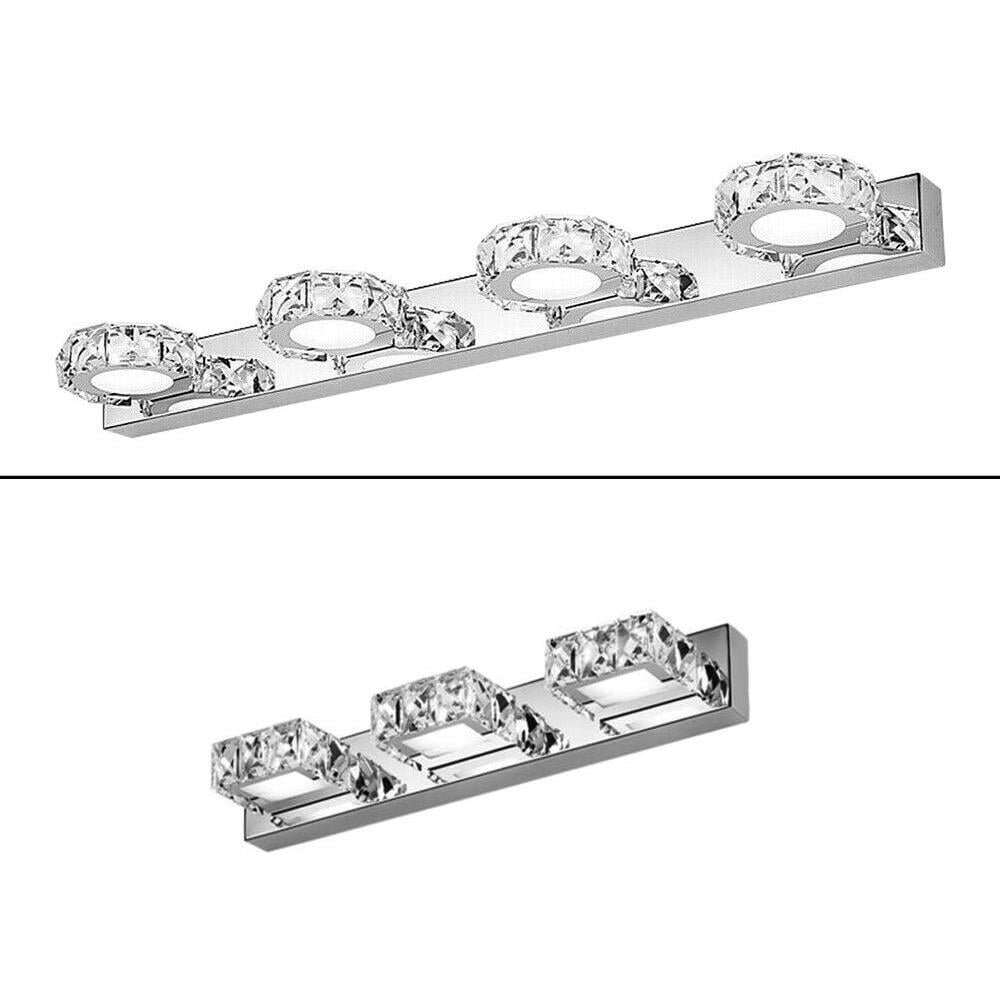 3 Square Lights Modern Bathroom Vanity Light LED Crystal Mirror Front Wall Lamp IP65 18.11*1.97*4.33in for Bathrooms, Bedrooms, Study Rooms