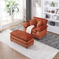 thumbnail image 3 of Tabaray 56.3" Convertible Sectional Sofa w Extra Deep Seats, Modern Corduroy Single Sofa Couch w 2 Toss Pillows & Ottoman, Modular Upholstered Sleeper Daybed for Living Room Apartment Office (Orange), 3 of 7
