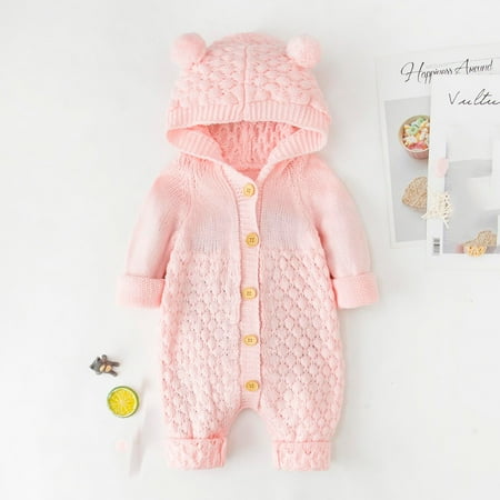 

DAETIROS Quick Drying Baby Hooded Elastic Cute Jumpsuit Winter Girls Trousers Pink