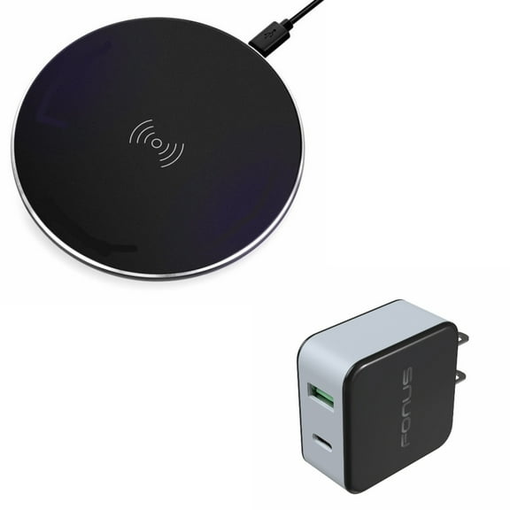 Ultra Slim Wireless Charger 10W Fast Charging Pad w 36W 2-Port USB Home Wall Quick Charger [Fast Type-C Port] M1D for LG V50 ThinQ 5G, V40 ThinQ, V35 ThinQ, Google Nexus 5 4, G8 ThinQ