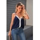 thumbnail image 2 of ABPHQTO Camiseta sin mangas con costuras y cuello en V de encaje azul para mujer, 2 of 5
