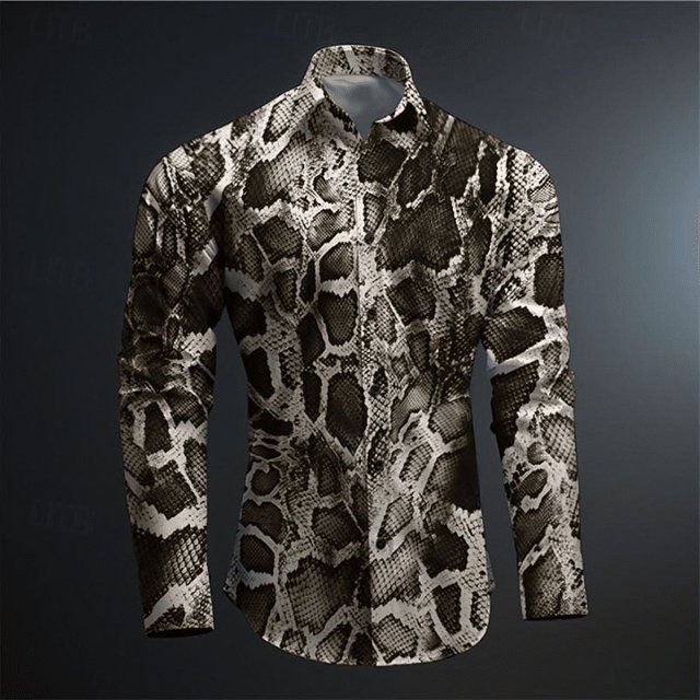Camisa informal con botones para hombre con parte superior de piel de serpiente, suave y cómoda, con gráficos en HD, nuevo diseño de diseñador en tallas grandes