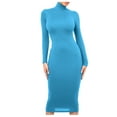 thumbnail image 2 of Hamky Robe Moulante Col Haut Robe Maxi Femme Mode Slim Col Haut Longue Robe Manches Longues Robe Manches Longues Robe pour Femmes Robe Bleue L, 2 of 8