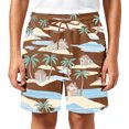 thumbnail image 4 of Bobifish Boys Beach Shorts Coconut Tree Printed Drawstring Swim Trunks Loose Fit Boys Warm Weather Shorts, 4 of 4