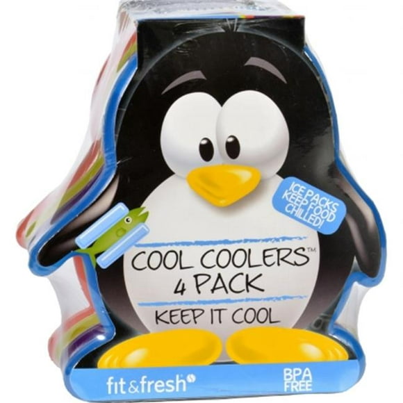 Fit & Fresh 1636547 Cool Coolers Ice Packs Keep Food Chilled&#44; Multicolored Penguin - 4 Count