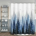 thumbnail image 2 of Blue Forest Shower Curtain Misty Mountain Nature Tree Fabric Shower Curtains for Bathroom Water Repellent Heavy Duty Navy Blue and Grey Woodland Shower Curtain Bathtubs Hotel, 72 x 72 inch, 2 of 6