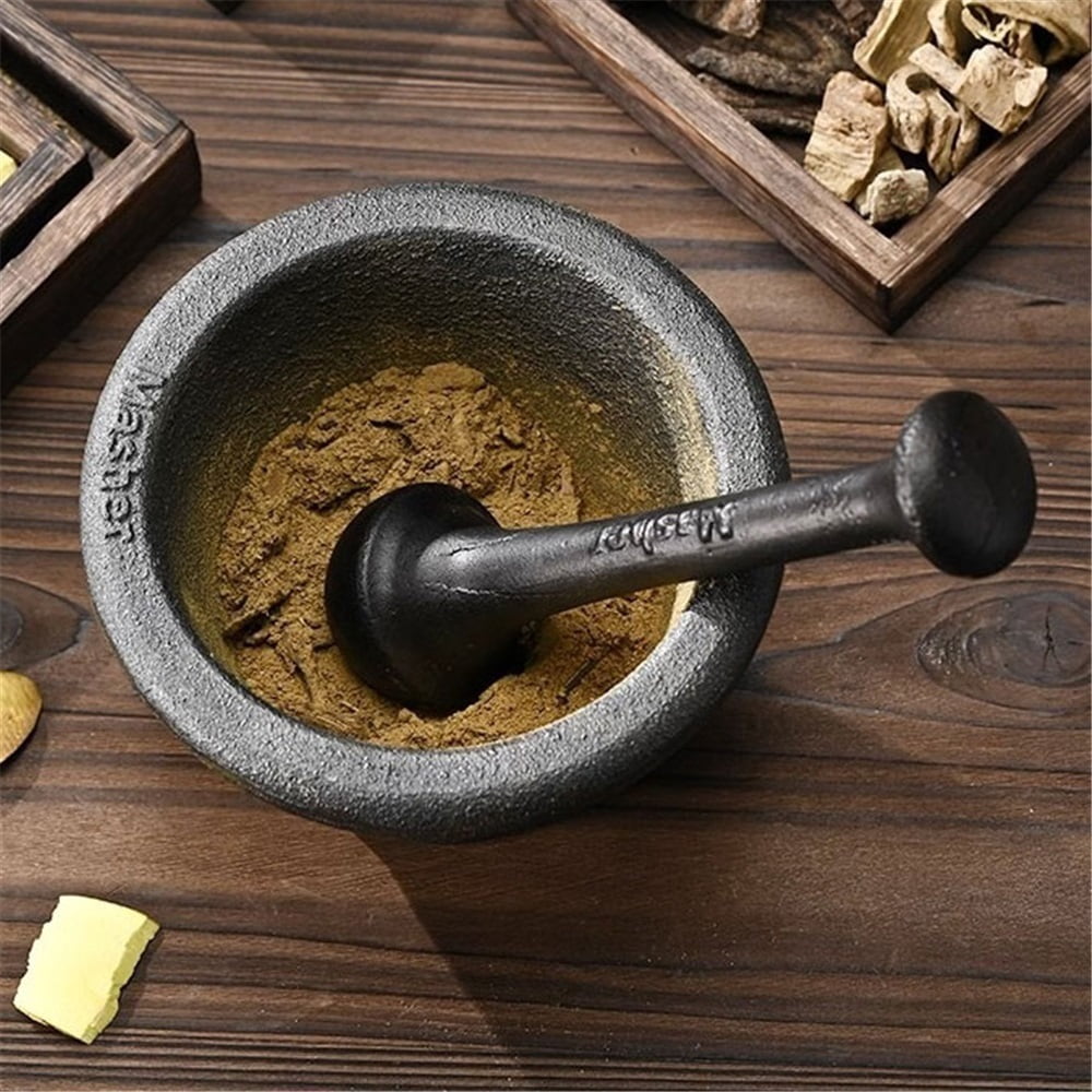 Manual Pound Pill Jar Spice Pounder Garlic Press Household Cast Iron Stirring Herb Grinder