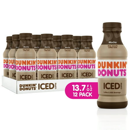 Dunkin' Donuts Iced Coffee, Mocha, 13.7 Fl Oz, 12 (Best Fast Food Iced Coffee)