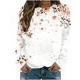 thumbnail image 1 of KIHOUT Chandails pour Femmes en Liquidation, Blouses à Manches Longues Col Rond Imprimé Floral Ample Automne Hiver, Tailles P-2TG, 1 of 5