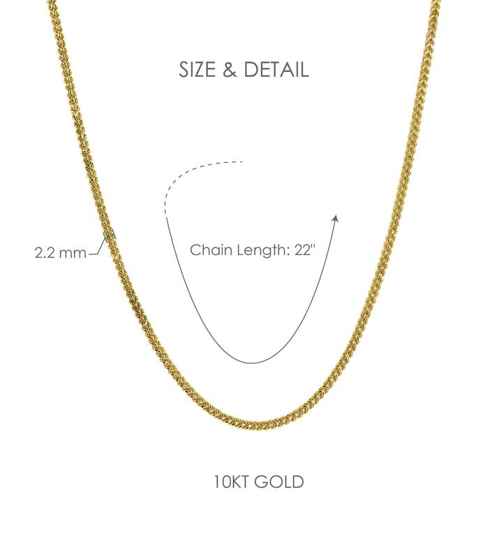 Brilliance Fine Jewelry 10K Yellow Gold Adult Franco Chain 22"