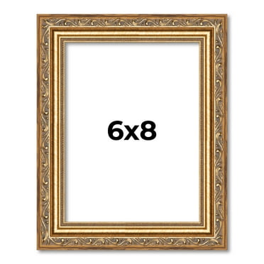 6x8 Frame Gold Solid Wood Picture Frame Width 1.25 Inches | Interior Frame Depth 0.375 Inches |