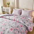 thumbnail image 4 of Koniroom 2PCS Pink and Grey Floral Comforter Set Queen Size, Kids Teen Girls Watercolor Botanical Bedding Sets with Cute Flowers, 4 of 8
