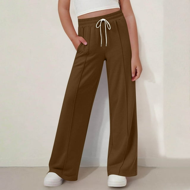Pantalones largos para niños y pantalones de verano con cintura elástica para niños, pantalones casuales de pierna ancha de color sólido, pantalones largos para niños, pantalones de abrigo para niños,