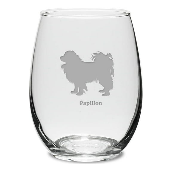 Papillon Deep Etched 15 oz Stemless White Wine Glass