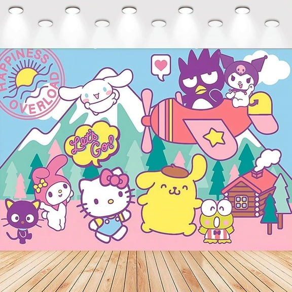 5 X3ft Sanrio Cartoon Birthday Party Decorations Supplies, Masks Party Photography Backdrop Photo Decor Banner, Kids Boys Baby Shower Photography Backdrop