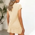 thumbnail image 5 of Stamozd 2 Piece Sets for Women Summer Crew Neck Short Sleeve Shirts and Skirt Shorts Dressy Casual Travel Outfits for Women Beige XXL, 5 of 5