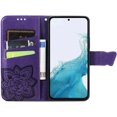 thumbnail image 3 of Samsung Galaxy A54 5G Leather Wallet Case, B Purple, Flip, Embossed Floral Butterfly, 3 Card Slots, Wrist Strap, Magnetic Clasp, Wireless Charging Friendly, 3 of 7