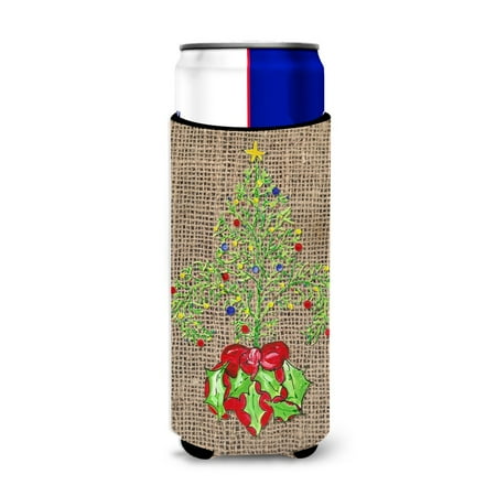 

Caroline s Treasures 8745MUK Christmas Tree Fleur de lis Ultra Hugger for slim cans Slim Can multicolor