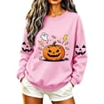thumbnail image 3 of TKLPEHG Halloween Sweatshirts For Women Funny Ghost Pumpkin Graphic Sweatshirt Fall Fashion Long Sleeve Crew Neck Vintage Casual Pullover (Pink,XL), 3 of 8