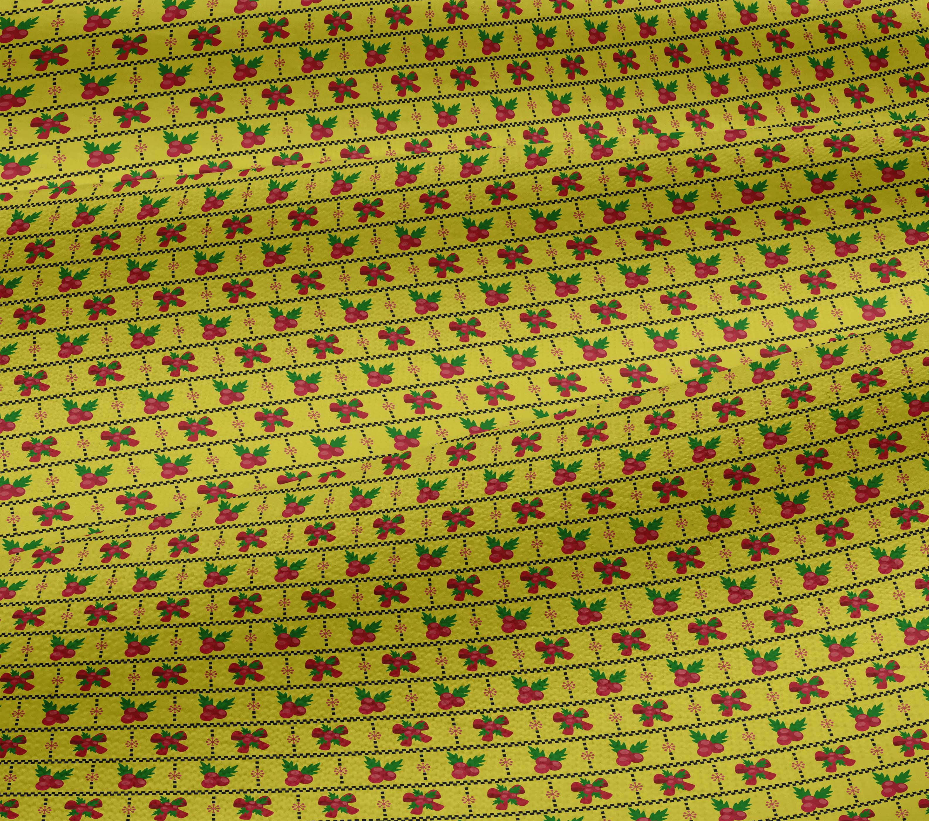oneOone Cotton Jersey Yellow Fabric Merry Christmas Dress Material Fabric Print Fabric By The Yard 58 Inch Wide-8GH
