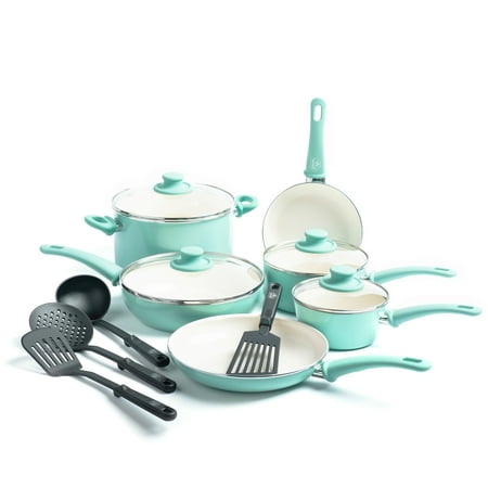 GreenLife Ceramic Non-Stick Cookware Set, 14 (Best Cookware For Ceramic Hobs)