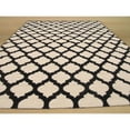 thumbnail image 5 of Handmade Wool Black Transitional Trellis Reversible Modern Moroccan Kilim Rug, 5 of 5