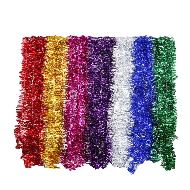 Advancent Guirnalda de cinta de oropel de Navidad de plástico de 7 Uds para decoración llamativa de fiesta de árbol de Navidad Kits de decoración para fiestas