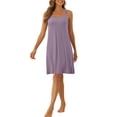 thumbnail image 2 of INSPIRE CHIC Vestido de pijama sin mangas para mujer, quimono de modal, camisones, camisetas de noche, vestidos de noche con tirantes de espagueti, XL Gris Púrpura, 2 of 6