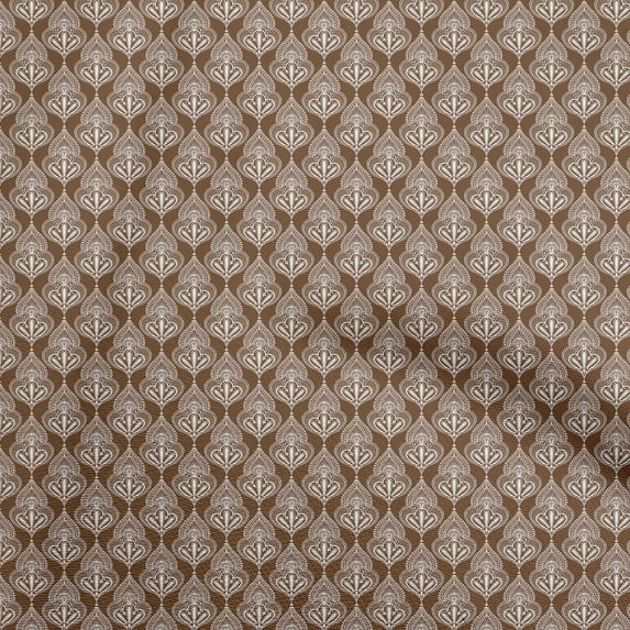 oneOone Cotton Poplin Twill Brown Fabric Asian Block Print Sewing Material Print Fabric By The Yard 56 Inch Wide