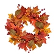 thumbnail image 2 of Corona decorativa de otoño para el salón, la puerta del jardín, con hojas de arce y bayas para Acción de Gracias. Colgador para la puerta de 50 cm para la temporada de otoño., 2 of 8