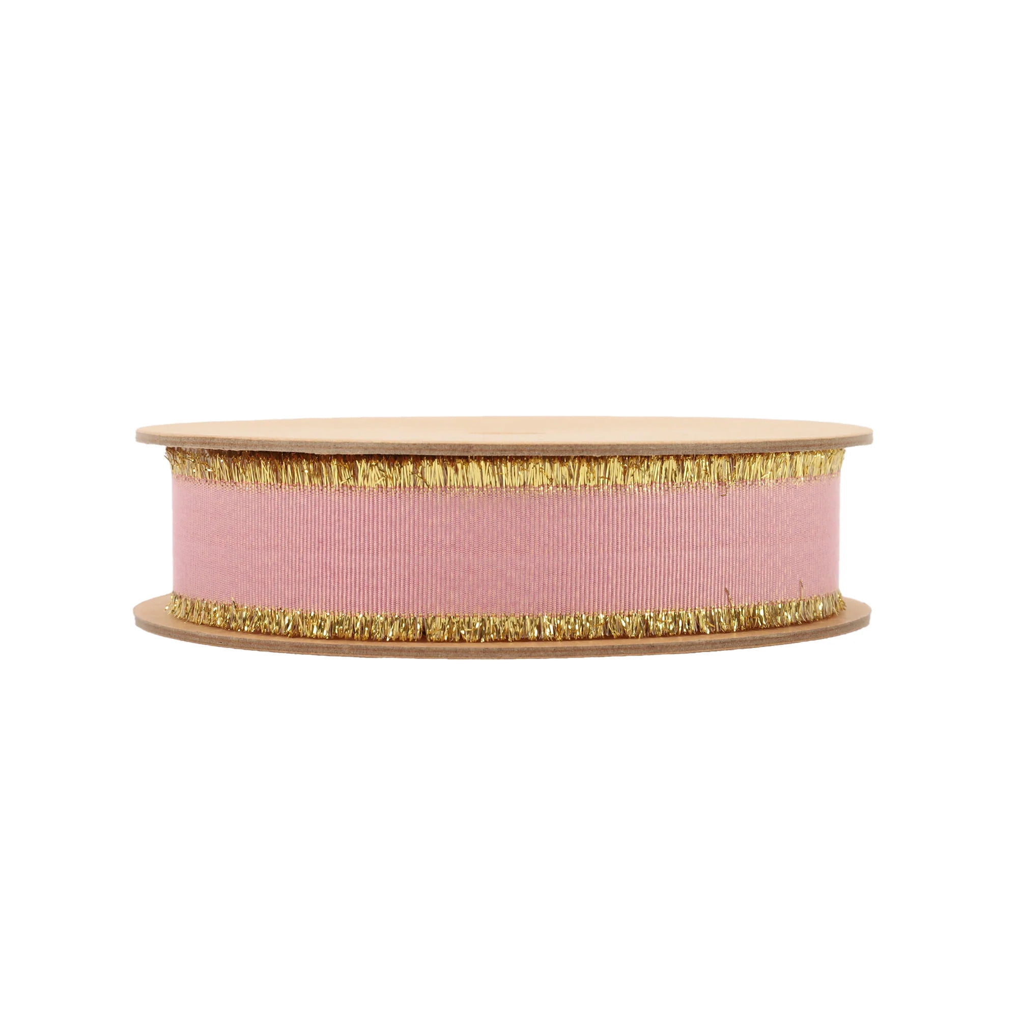 LaRibbons 1" Textured Grosgrain Ribbon | Gold Metallic Fringe Quartz | 25 Yard Roll