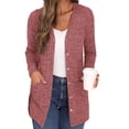 thumbnail image 2 of Fiaer Button Down Long Cardigan Sweaters For Women Solid Color V-Neck Long Sleeve Casual Loose Pockets Tops Red M, 2 of 3