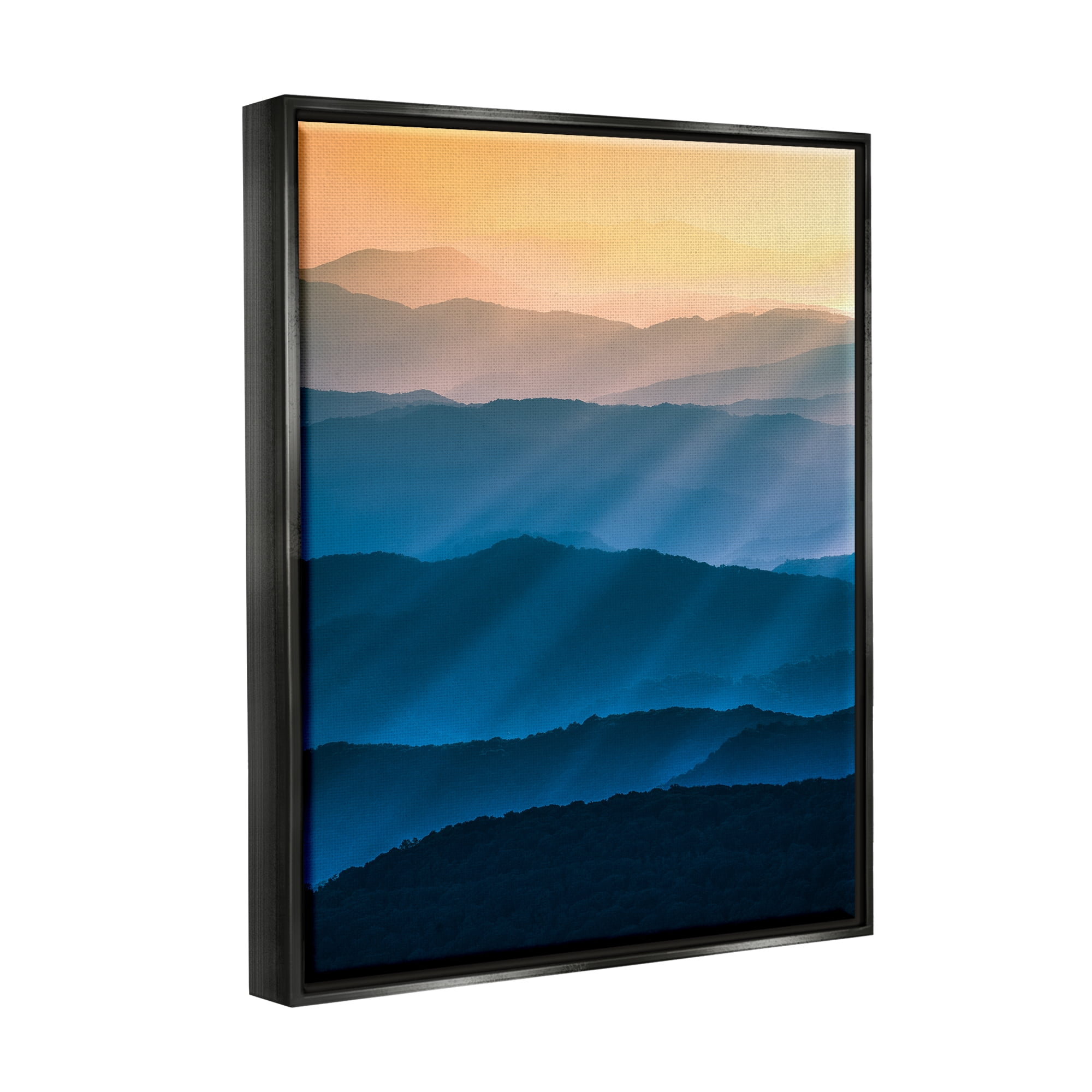 Stupell Industries Blue & Yellow Mountains Landscape Photography Black Floater Framed Canvas Art Print Wall Art, 25 x 31