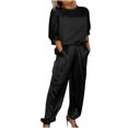 thumbnail image 5 of Women's Spring Set V-Neck Lapel Shirt and Wide Leg Pants Color Coordinated, 5 of 9