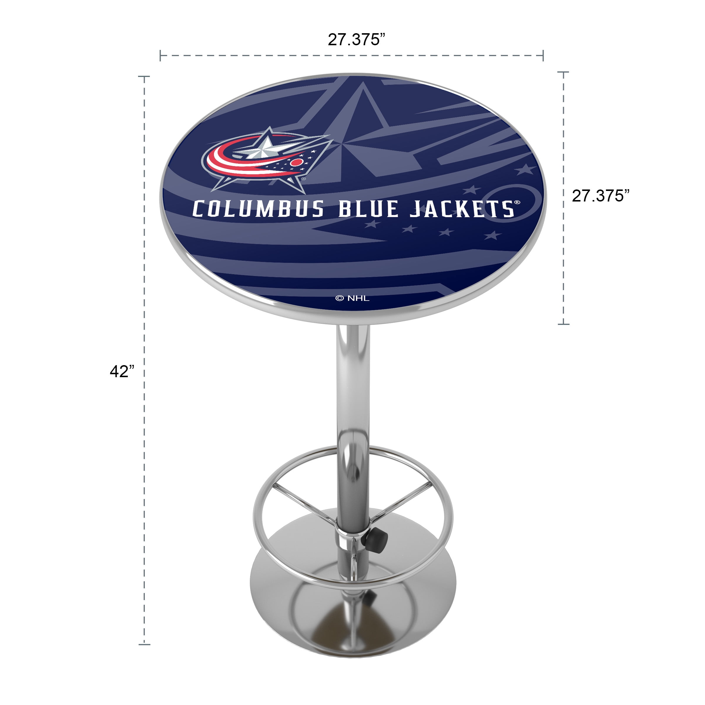 Columbus Blue Jackets Watermark Bar Table with Adjustable Footrest and Acrylic Top