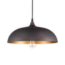 Emliviar Farmhouse Pendant Light Fixture, 14" Industrial Dome Hanging Light in Oil Rubbed Bronze Finish, 1901M ORB