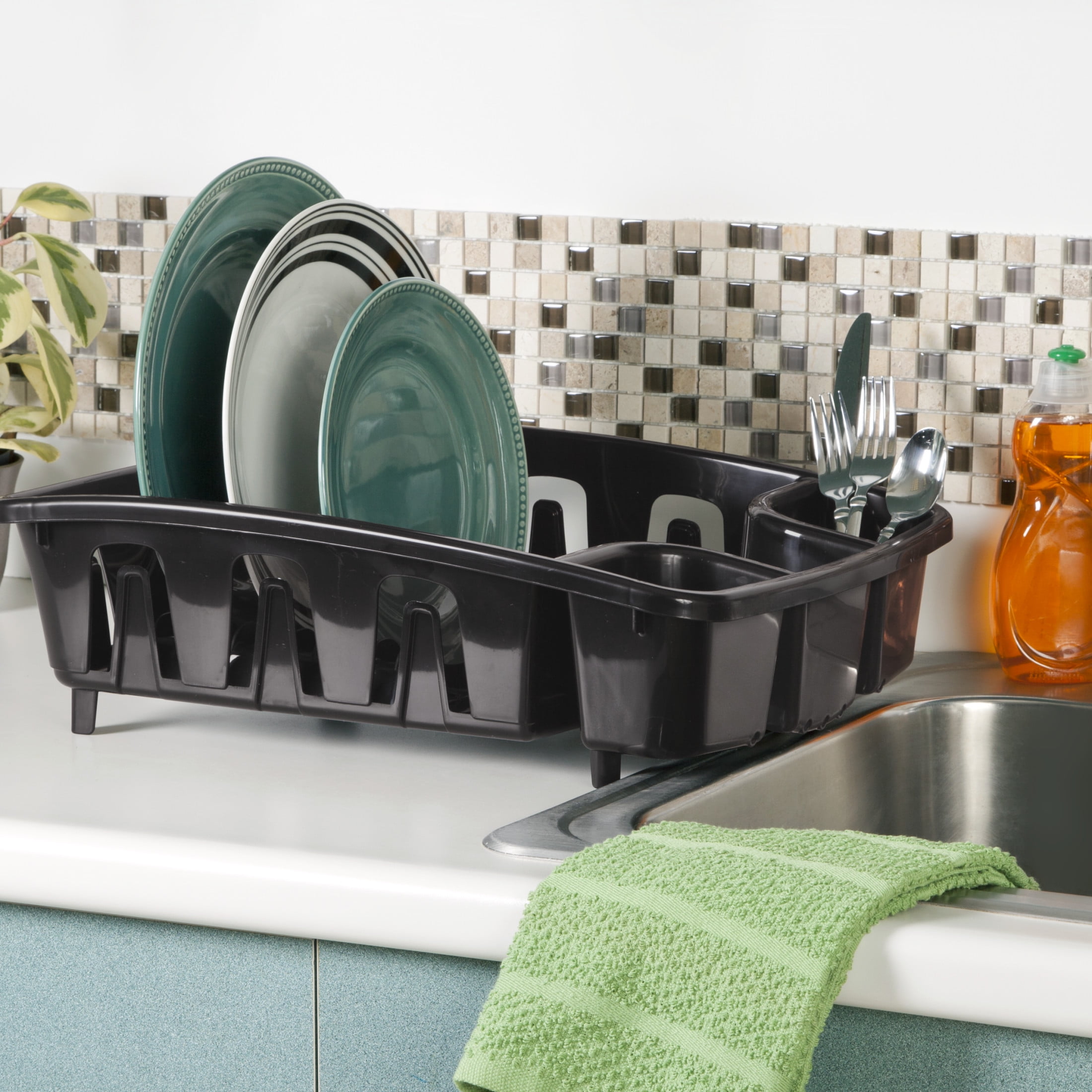 Sterilite DrainRack, Inclined Base for Draining, Black