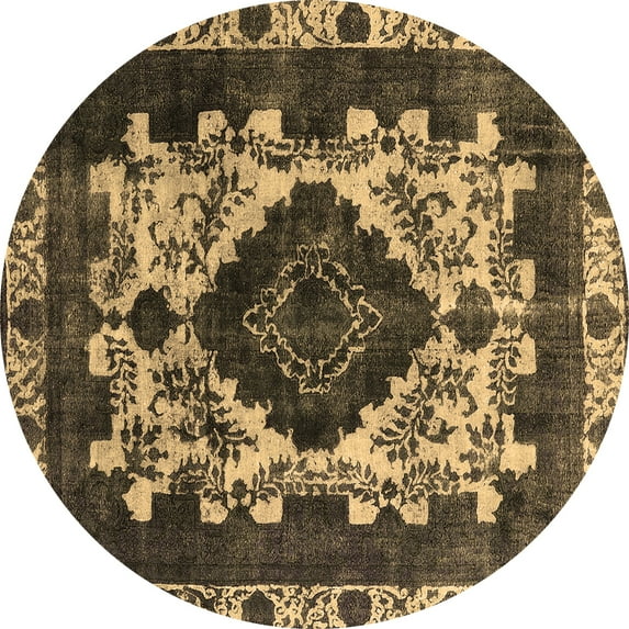 Ahgly Company Indoor Round Oriental Brown Industrial Area Rugs, 3' Round