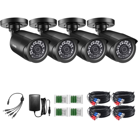 Restored ZOSI 4 Pack 1080P 2.0MP 1920TVL HD-TVI Security Cameras Outdoor Indoor 80ft Night Vision Wired Surveillance Camera for HD-TVI, AHD, CVI DVR