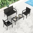 thumbnail image 2 of Ensemble de Mobilier de Patio 4 Pcs, Ensemble de Conversation Extérieur avec Causeuse, 2 Chaises Simples et Table Basse, Ensemble de Patio Moderne en Métal avec Sièges en Textilène Respirant pour Véranda, Cour Arrière, Balcon, 2 of 7