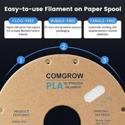 Comgrow PLA 3D Printer Filament, 1.75mm, 6KG Spool, Accuracy +/- 0.02 mm, Black, White, Grey, Red, Blue, Yellow