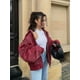 thumbnail image 5 of Chaqueta de cuero con cremallera para mujer, abrigo Bomber corto de manga larga con solapa y costuras en contraste, ropa de calle elegante, 2024, 5 of 5