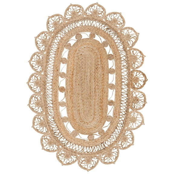 SAFAVIEH Natural Fiber Charlton Geometric Area Rug, Natural, 7' x 9' Oval