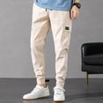 thumbnail image 3 of safuny Casual Pants for Men Solid Color Comfy Lounge Casual Fashion Fall Spring Trousers Soft Loose Daily Elastic Waist Full Length Pants with Pocket Khaki XL, 3 of 9