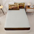 thumbnail image 4 of Castle Fairy Rustic Retro Pickup Truck Zipper Twin Comforter Sets with Fitted Sheet and 2 Pillowcases,Farm Field Barn Zipper Bedding Set for Bedroom,Warm Brown,4-Piece,Grey Reversible, 4 of 6