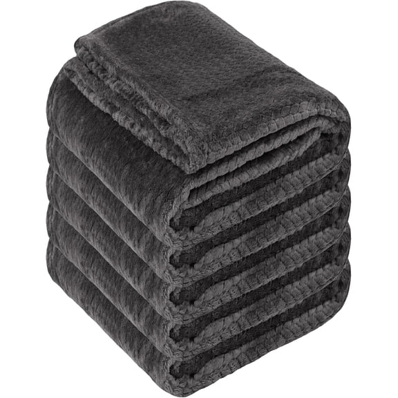 Bulk Throw Blankets 24 Pack for Wedding Favors, Guests - Chenille Throw Blankets for Bed, Couches and Sofas, Donation, 250 GSM (Slate Grey Pack)